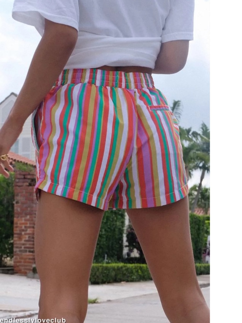 Urban Outfitters UO Finn Nylon Water Multicolor Striped Med Shorts colorful M